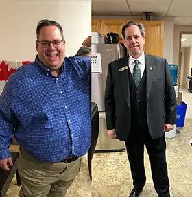 Transformation of Scott, a patient at Sleeve Clinic before and after undergoing bariatric surgery.