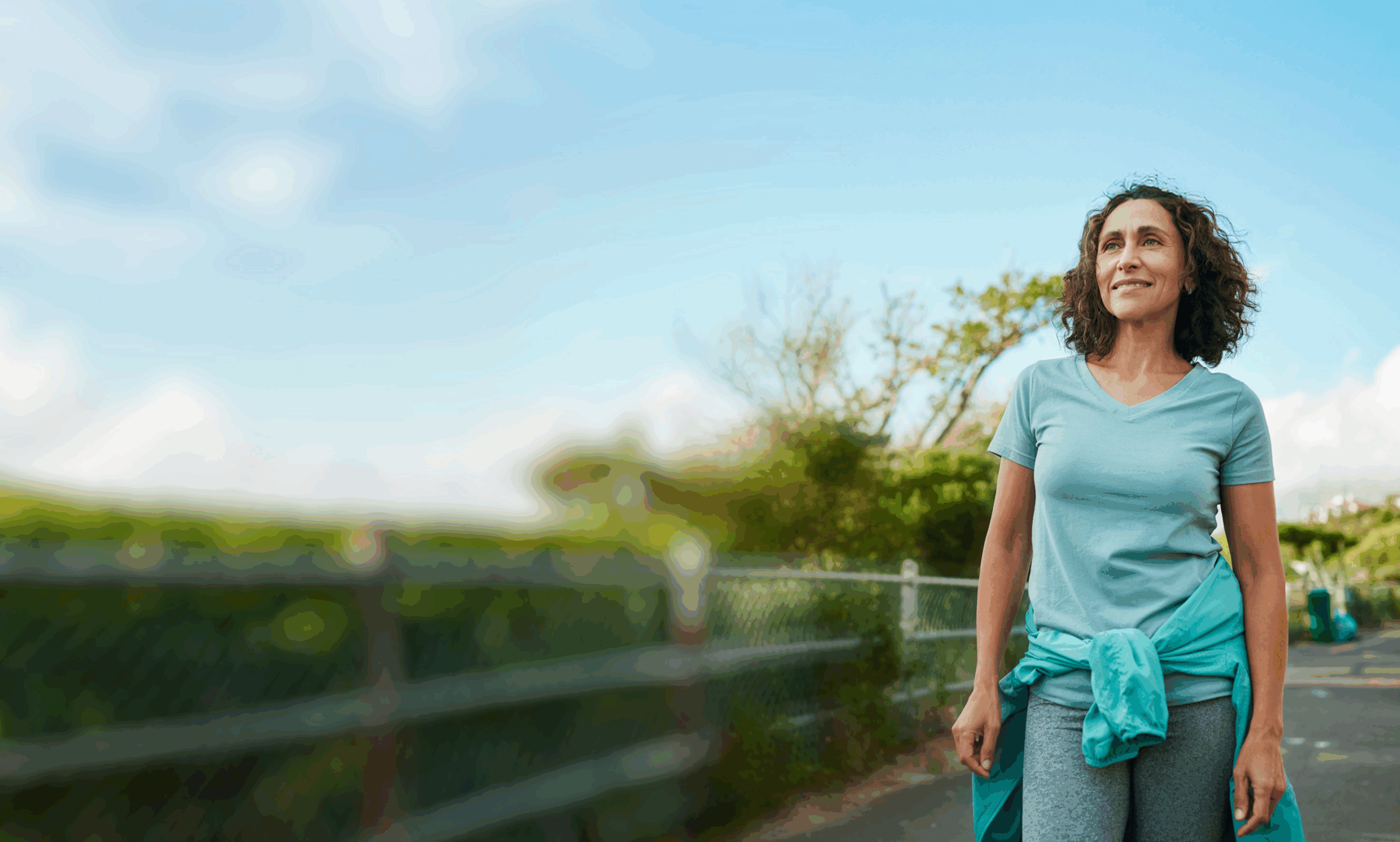 A woman staring far away